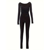 Solid Color Sexy Women Clothing One-piece Leisure Suit