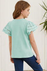 Round Neck Flutter Sleeve T-Shirt